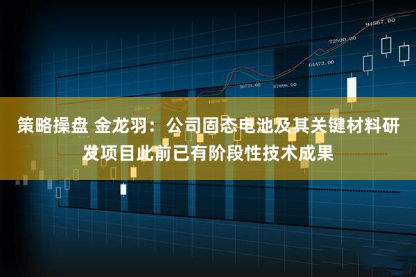 策略操盘 金龙羽：公司固态电池及其关键材料研发项目此前已有阶段性技术成果